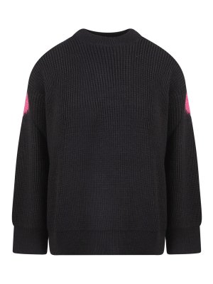 BARROW: crew necks - Ribbed sweater with lurex logo embroidery