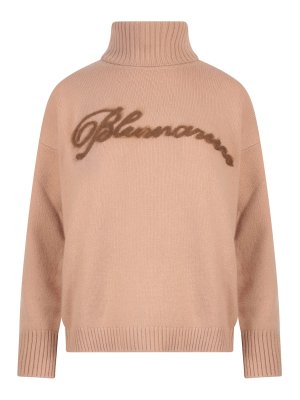 BLUMARINE: Turtlenecks & Polo necks - Cashmere sweater with frontal logo