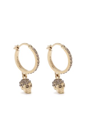 ALEXANDER MCQUEEN: Earrings - Crystal skull-embellished hoop earrings