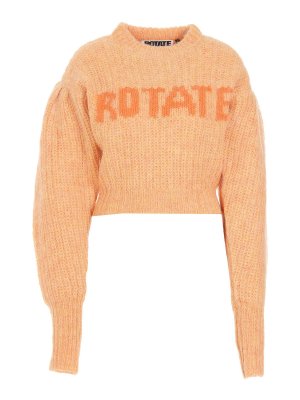 ROTATE Birger Christensen: Strickpullover mit Rundhalsausschnitt - Sweatshirt - Orange