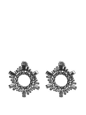 AMINA MUADDI: Earrings - Crystals embellished brass earrings