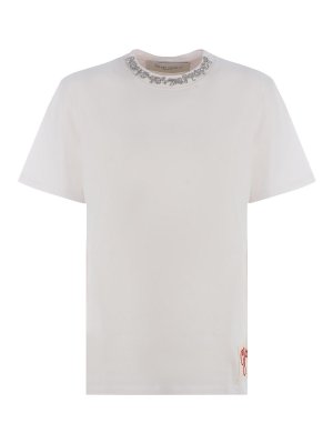 GOLDEN GOOSE: t-shirts - T-shirt with crystal necklace