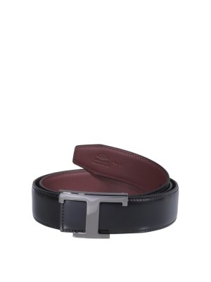 Tod's - Reversible Belt in Leather, Black,Beige, 110 - Belts