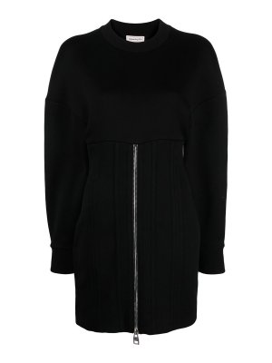 Alexander Mcqueen Ruffle mini dress - Black | 733692QEACM1000