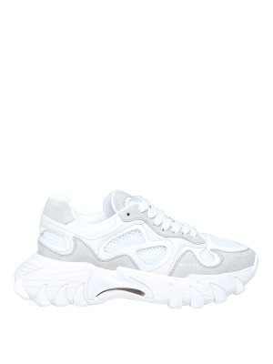 Balmain: trainers - B-east sneakers in white leather and mesh