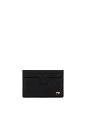 TOM FORD: wallets & purses - Garnet leather card holder with logo