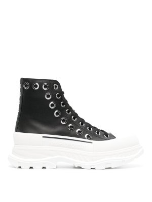 ALEXANDER MCQUEEN: ankle boots - Leather sneakers with eyelet