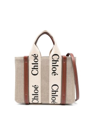 CHLOE': totes bags - Woody linen tote