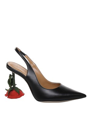 LOEWE: court shoes - Pointed toe sandals with pink heel detail