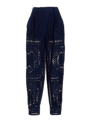 ALBERTA FERRETTI: pantaloni casual - Pantalone in cotone ricamato