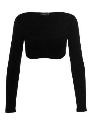 DSQUARED2: boat necks - Ribbed cropped sweater