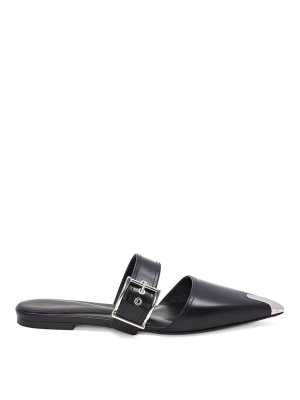 Alexander Mcqueen Heeled metallic toe-cap detail mules