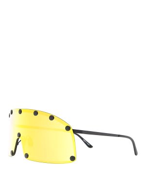 RICK OWENS: sunglasses - Yellow tinted sunglasses with studs
