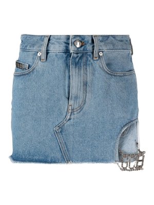 GCDS: mini skirts - Cut out denim jean mini skirt