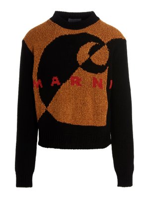 Marni: Strickpullover mit Rundhalsausschnitt - Rundhalspullover - Bunt