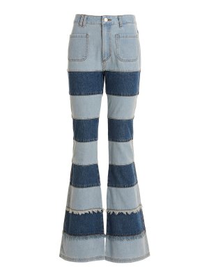 パンツ ANDERSSON BELL Women Flare Pants APA607WWASBLU Blue Andongnywell Women's Flare Jeans Mid Waist Bell Bottom Wide