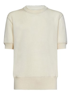 Maison Margiela: Suéteres con cuello pico - Suéter Cuello Redondo - Blanco