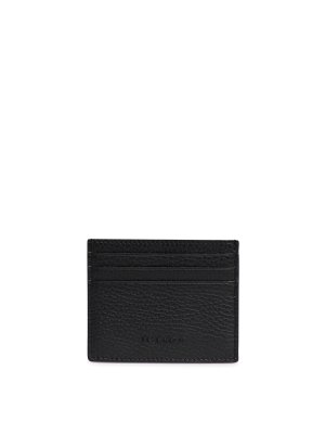 Kiton Men Credit Card Holder - Black Grain Leather Wallet