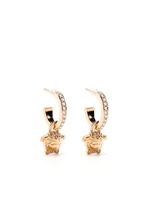 ♦VERSACE♦ミニクリスタル＆サテンエンベロープ Versace Medusa pearl crystal earrings - Gold