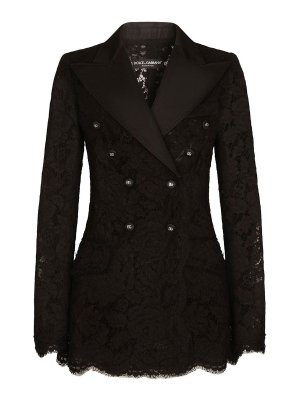 DOLCE & GABBANA: blazers - Floral lace-detail double-breasted blazer