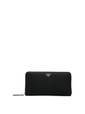 EMPORIO ARMANI: wallets & purses - Logo-plaque wallet with zip and card slots