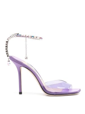 JIMMY CHOO: sandals - Saeda leather sandals with crystal