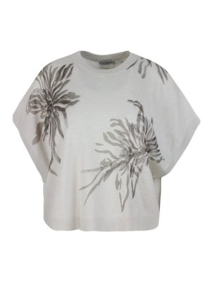 Brunello Cucinelli Micro Sequin T-Shirt - Grey | MPT81SO800C8127