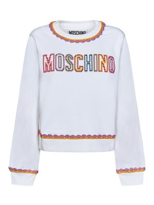 MOSCHINO: Sweatshirts & Sweaters - Sweater with multicolour edges and logo