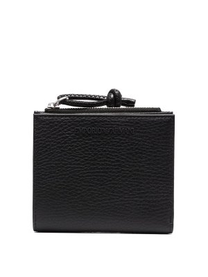 EMPORIO ARMANI: wallets & purses - Black leather pebbled-effect wallet