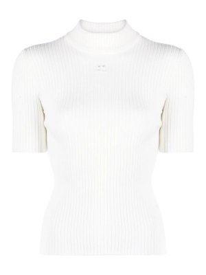 Courreges: Cuellos altos y polos - Suéter Con Cuello Alto - Blanco