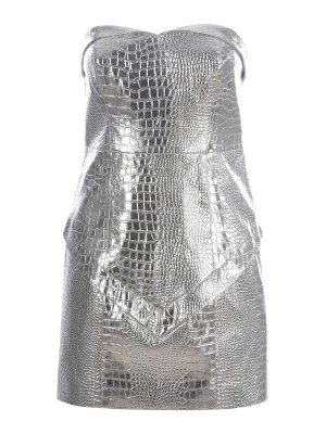 ROTATE Birger Christensen: cocktail dresses - Croco effect silver short dress