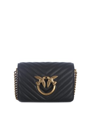 Pinko: Bolsas bandoleras - Mini Love Click Chevron - Negro