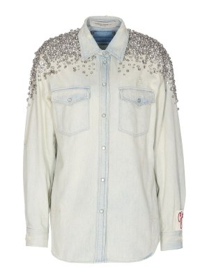 GOLDEN GOOSE: shirts - Distressed crystals detailed shirt