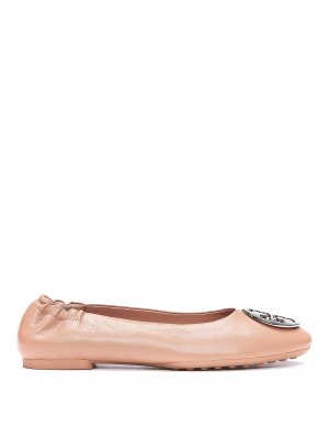 TORY BURCH: ballerine - Ballerine Claire in pelle con placca logo