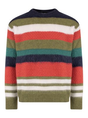 DSQUARED2: maglia collo rotondo - Maglia in misto lana con motivo a righe