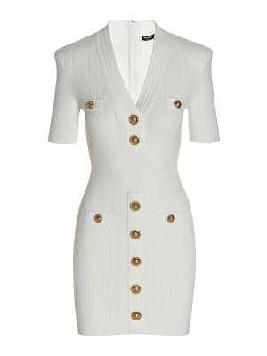 Balmain Tweed short dress - White - Women | VF0R5010X4790KA