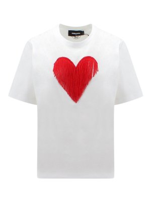 DSQUARED2: t-shirts - Cotton T-shirt with micro-beads detail