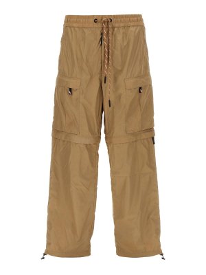 MONCLER: pantaloni casual - Pantalone cargo in nylon con coulisse