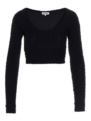 トップス Courreges SATIN SQUARE TOP M Courreges Satin square top - Black - Women | 322CTO079AC00179999