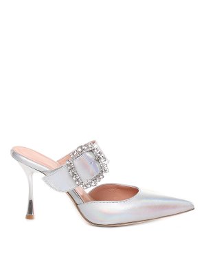 Mules shoes Chiara Ferragni - Logomania silver glitter mules - CF1840