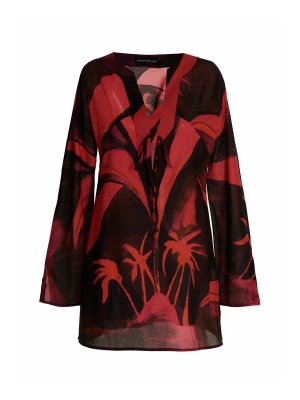 LOUISA BALLOU: knee length dresses - Printed short kaftano