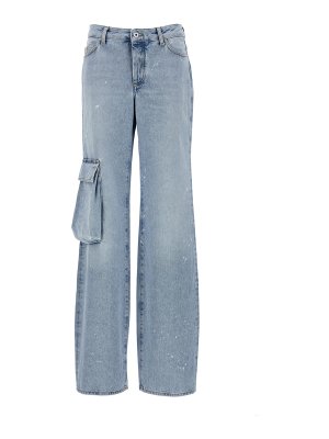 OFF-WHITE: Straight Leg Jeans - Toybox - Helles Jeansblau