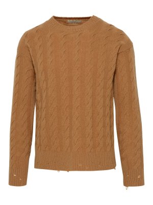 LANEUS: crew necks - Camel wool blend sweater