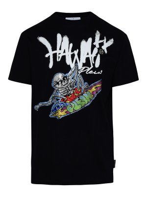 PHILIPP PLEIN: t-shirts - Black cotton T-shirt