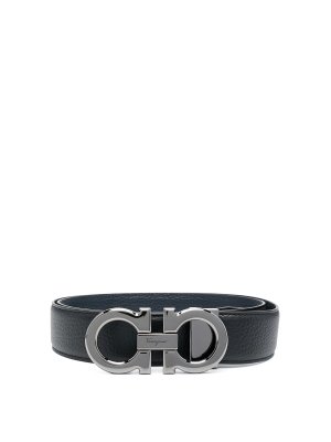 SALVATORE FERRAGAMO: belts - Gancini leather adjustable belt