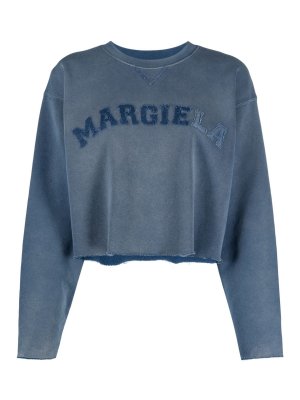 Maison Margiela: Sweatshirts & Sweaters - Logo-patch cropped sweatshirt
