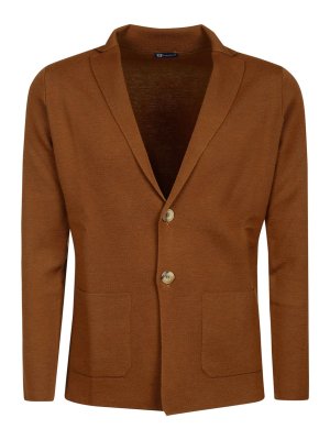 HINDUSTRIE: cardigans - Single lapel jacket in fine merino