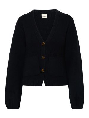 KHAITE: crew necks - Cardigan scarlet in cashmere nero