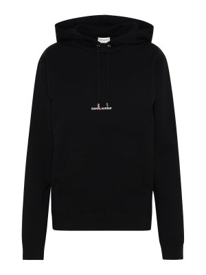 SAINT LAURENT: crew necks - Black cotton sweatshirt