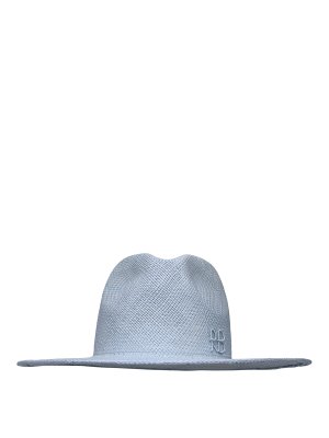 RUSLAN BAGINSKIY: hats & caps - Blue straw fedora hat